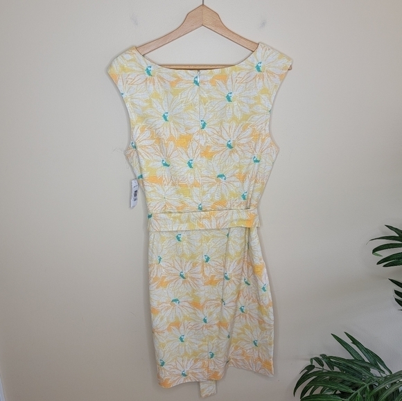 NWT Pendleton | Gloria Yellow Floral Shift Dress with Matching Belt - Picture 4 of 8
